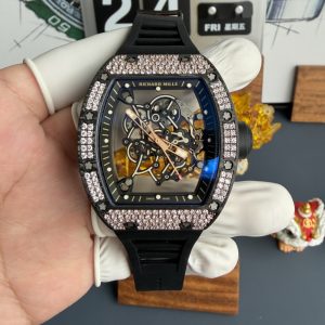 Richard Mille RM055 Rose Gold Custom Carbon TPT CVD Diamond Vaucher Movement 42.7mm x 49.9mm