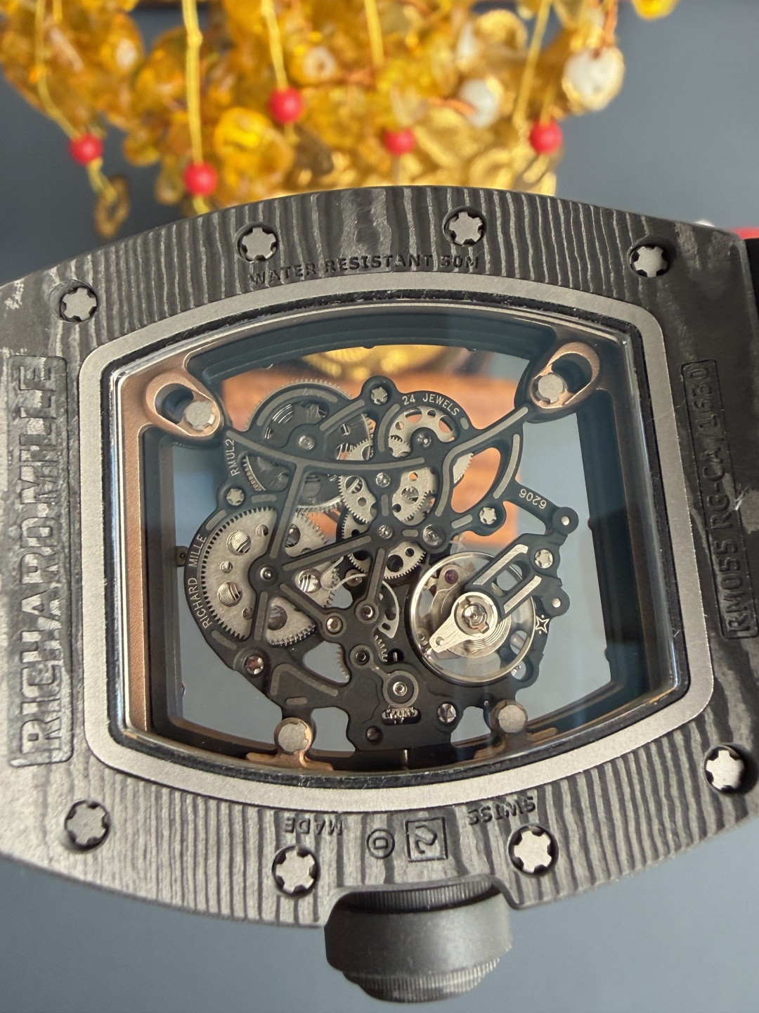 Richard Mille RM055 Rose Gold Custom Carbon TPT CVD Diamond Vaucher Movement 42.7mm x 49.9mm - Image 8