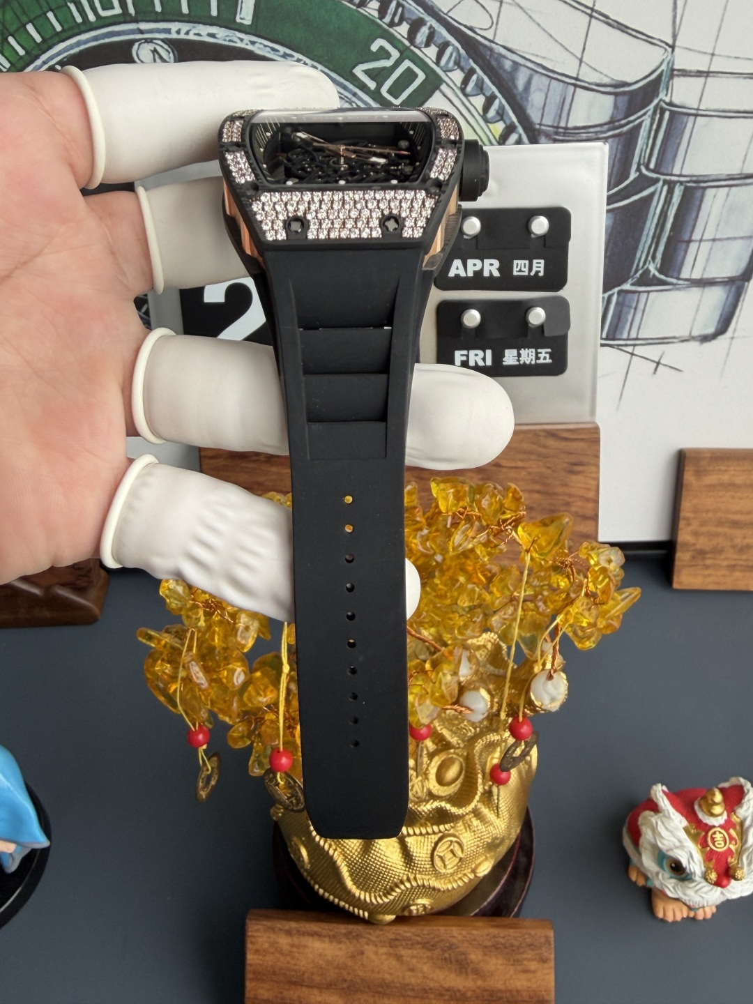 Richard Mille RM055 Rose Gold Custom Carbon TPT CVD Diamond Vaucher Movement 42.7mm x 49.9mm - Image 9