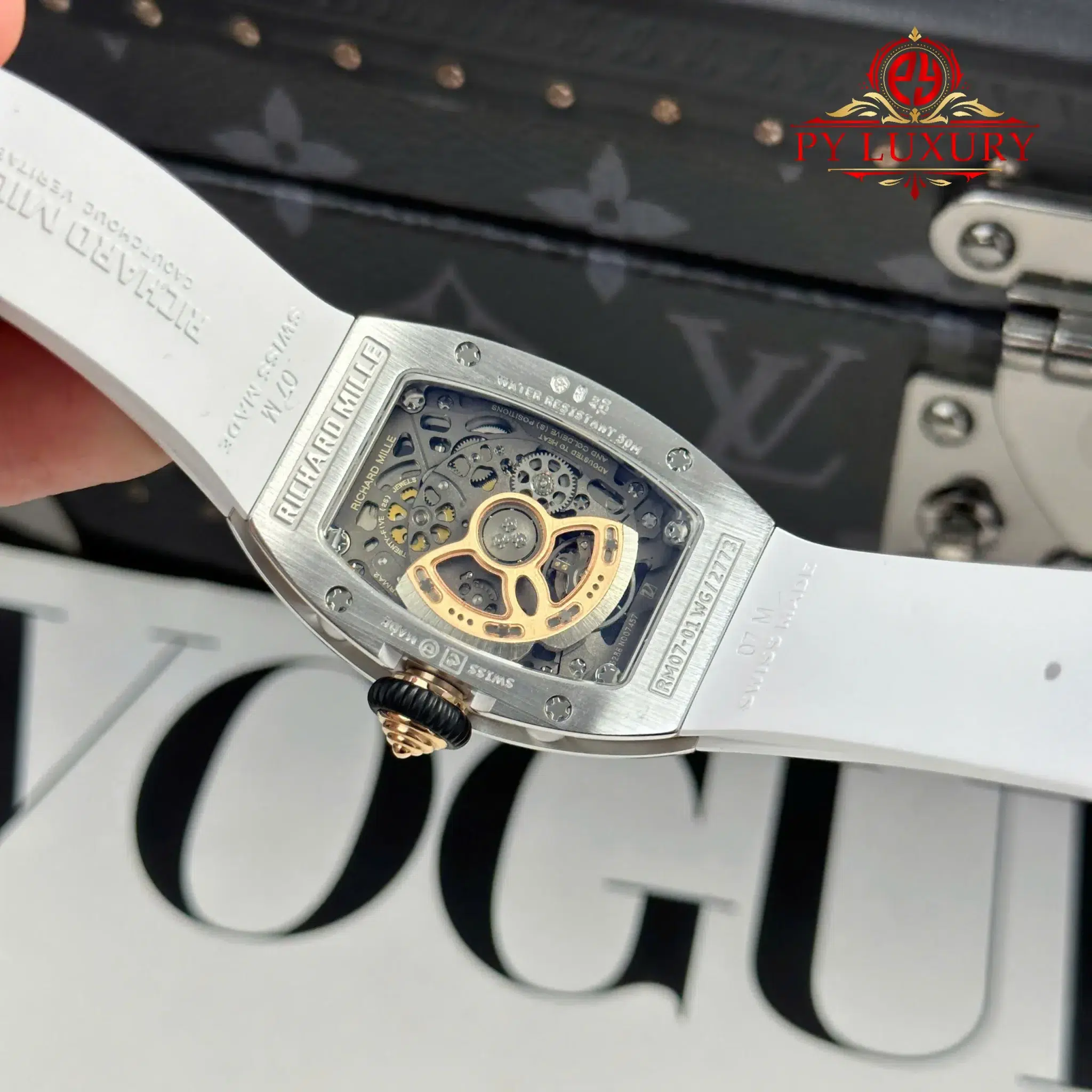 Richard Mille RM07-01 Lady Diamonds Red Lip White Rubber Strap 1:1 Super Clone ZF 45.32 x 32.3mm - Image 8