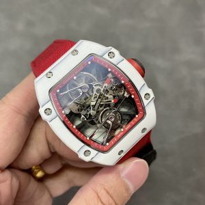 Richard Mille RM27-02 Rafael Nadal Tourbillon White Quartz TPT Red Strap Best Replica 39.7 x 47.7mm