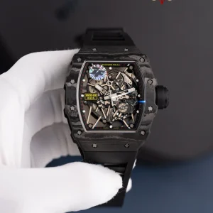 Đồng Hồ Richard Mille RM35-02 Rafael Nadal Vỏ Carbon TPT Dây Cao Su Đen Replica 1:1 V7 ZF 49.94mm x 44.5mm