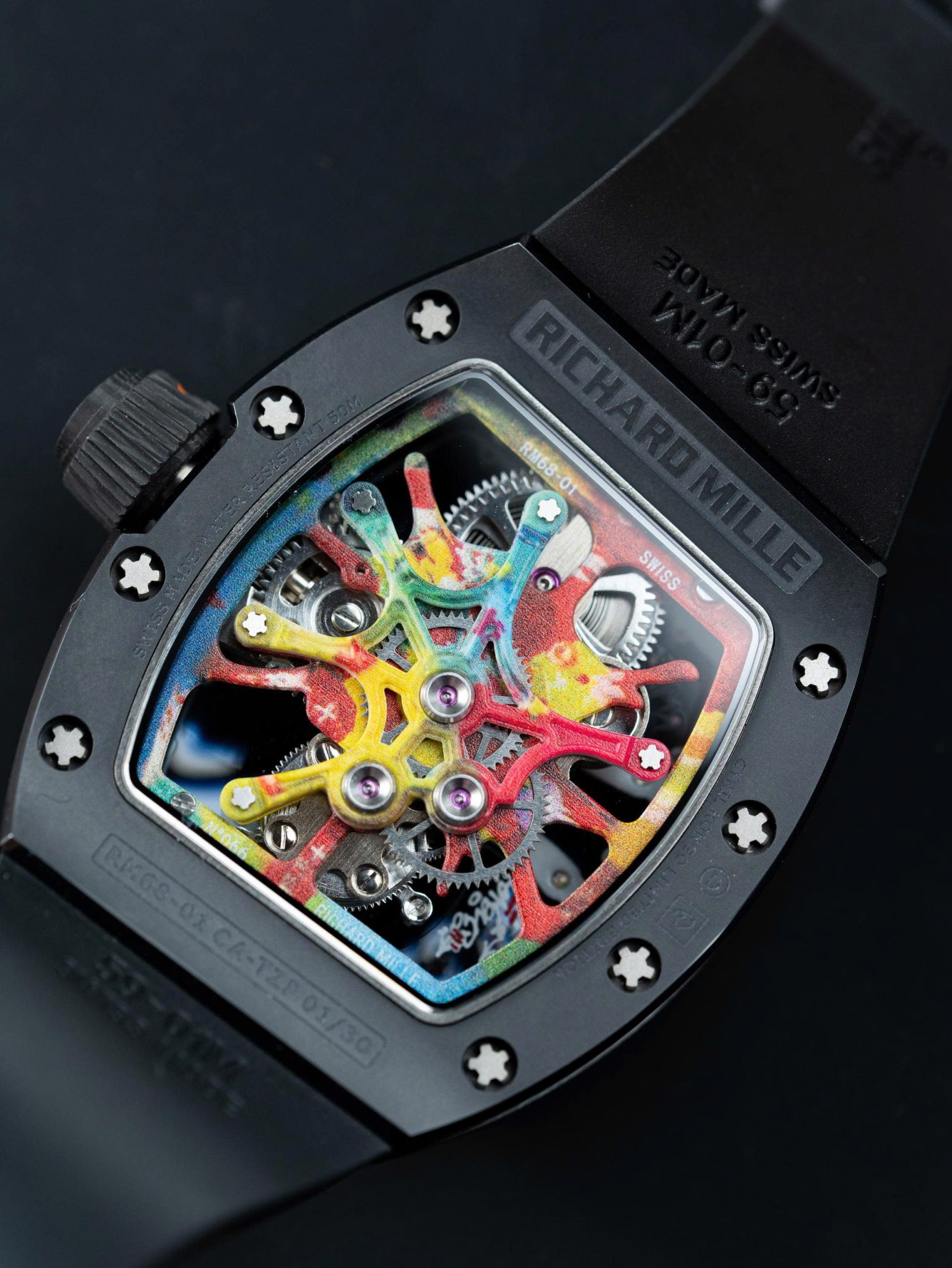 Đồng Hồ Richard Mille RM68-01 Tourbillon Cyril Kongo Vỏ Gốm Đen Replica 1:1 42.7mm x 52.24mm - Image 12
