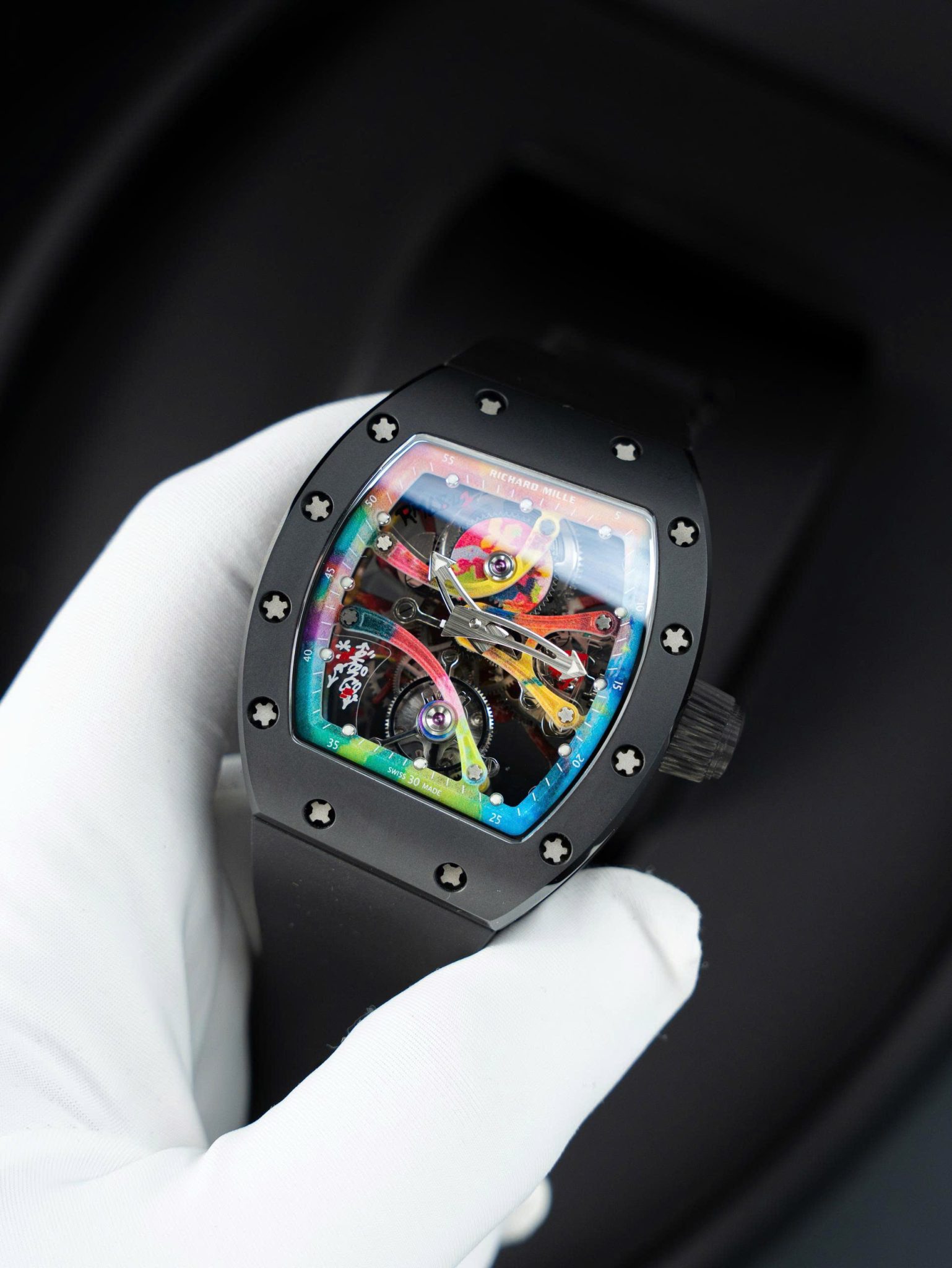 Đồng Hồ Richard Mille RM68-01 Tourbillon Cyril Kongo Vỏ Gốm Đen Replica 1:1 42.7mm x 52.24mm - Image 2