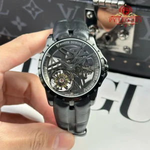 Đồng Hồ Roger Dubuis Excalibur Monotourbillon Grey DLC RDDBEX0889 Dây Cao Su Replica Cao Cấp 42mm