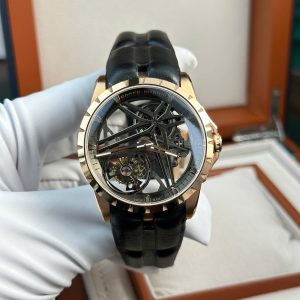 Đồng Hồ Roger Dubuis Excalibur Monotourbillon RDDBEX0836 Vàng Hồng Dây Cao Su Replica 1:1 BBR 42mm