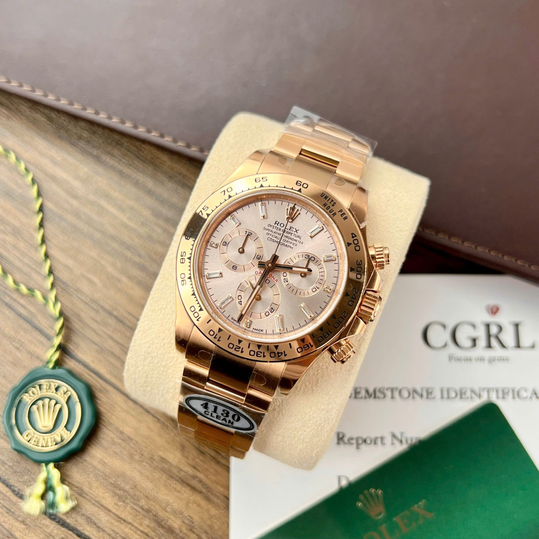 Đồng hồ Rolex Daytona 116505-0017 Vàng Hồng Mặt Cá Hồi Cọc Số Đính Đá Replica Clean 40mm - Image 2