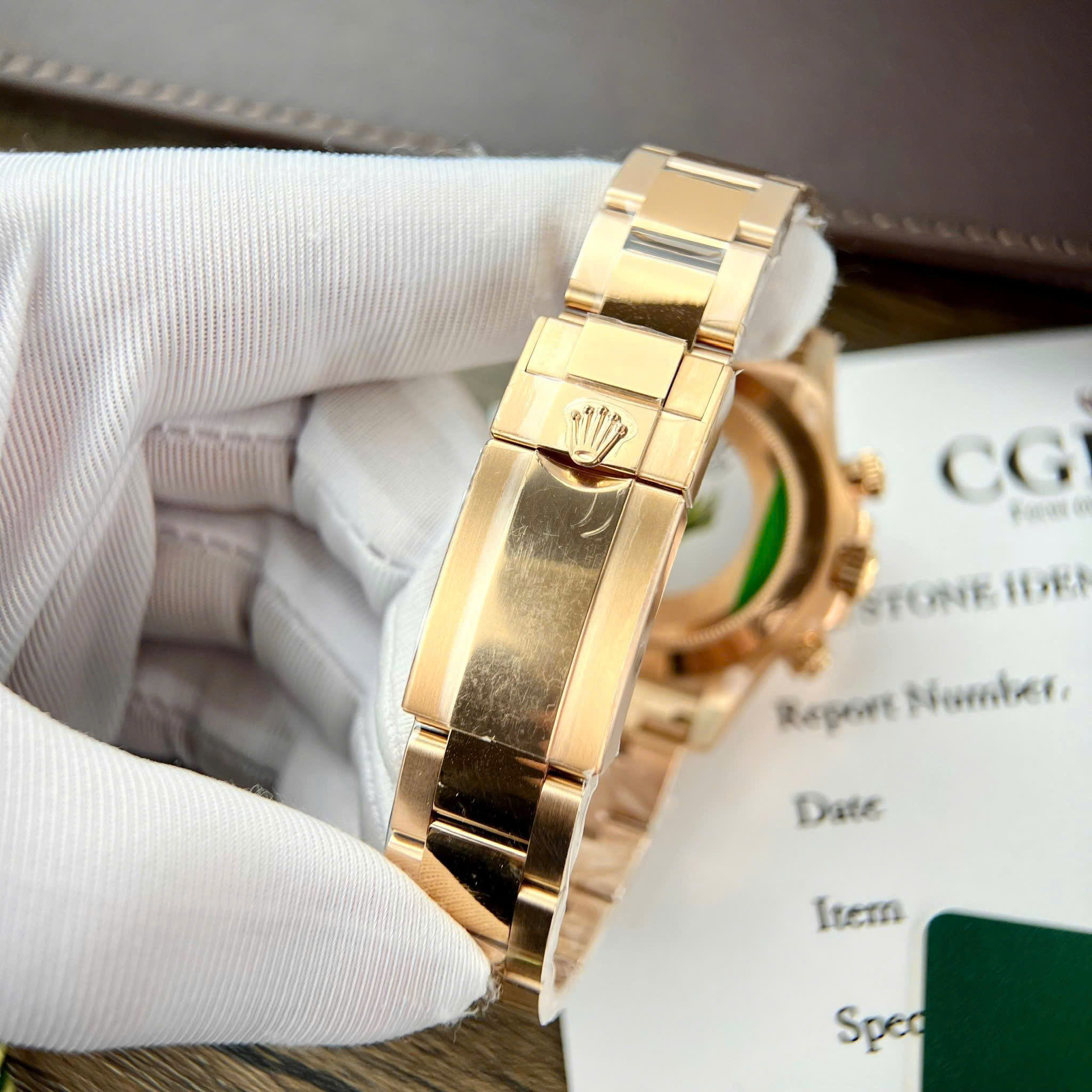 Đồng hồ Rolex Daytona 116505-0017 Vàng Hồng Mặt Cá Hồi Cọc Số Đính Đá Replica Clean 40mm - Image 9