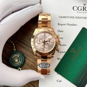 Đồng hồ Rolex Daytona 116505-0017 Vàng Hồng Mặt Cá Hồi Cọc Số Đính Đá Replica Clean 40mm