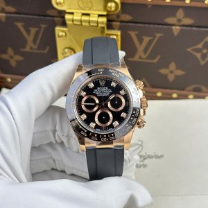 Đồng hồ Rolex Daytona 116515LN Vàng Hồng Mặt Đen Cọc Số Đá Dây Oysterflex Replica 1:1 Clean 40mm