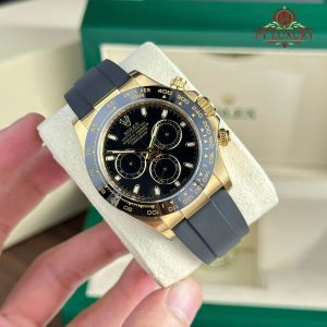 Đồng hồ Rolex Daytona 116518LN Vàng Vàng Mặt Đen Dây Cao Su Oysterflex Rep 1 1 Clean Factory 40mm