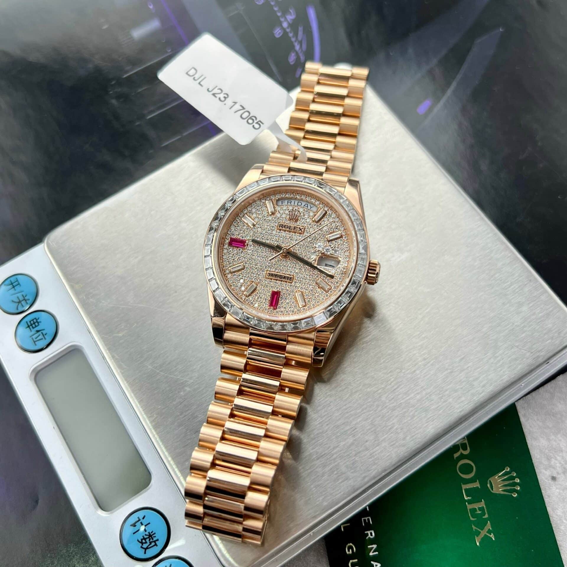 Rolex Day-Date 228345RBR 18K Gold Wrapped Customized Baguette Moissanite 40mm - Image 4