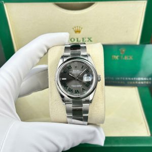 Đồng Hồ Rolex Datejust 126200-0018 Wimbledon Niềng Trơn Mặt Xám Dây Oyster Replica 1:1 VSF 36mm