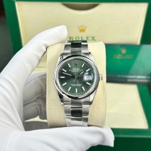 Đồng Hồ Rolex Datejust 126200-0022 Mặt Xanh Bạc Hà Niềng Trơn Dây Oyster Replica 1:1 VSF 36mm