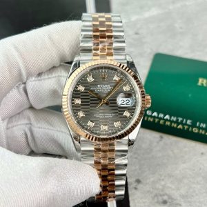 Đồng Hồ Rolex Datejust 126231 Mặt Số Nếp Gấp Xám Cọc Số Đính Đá Replica 1:1 VSF 36mm