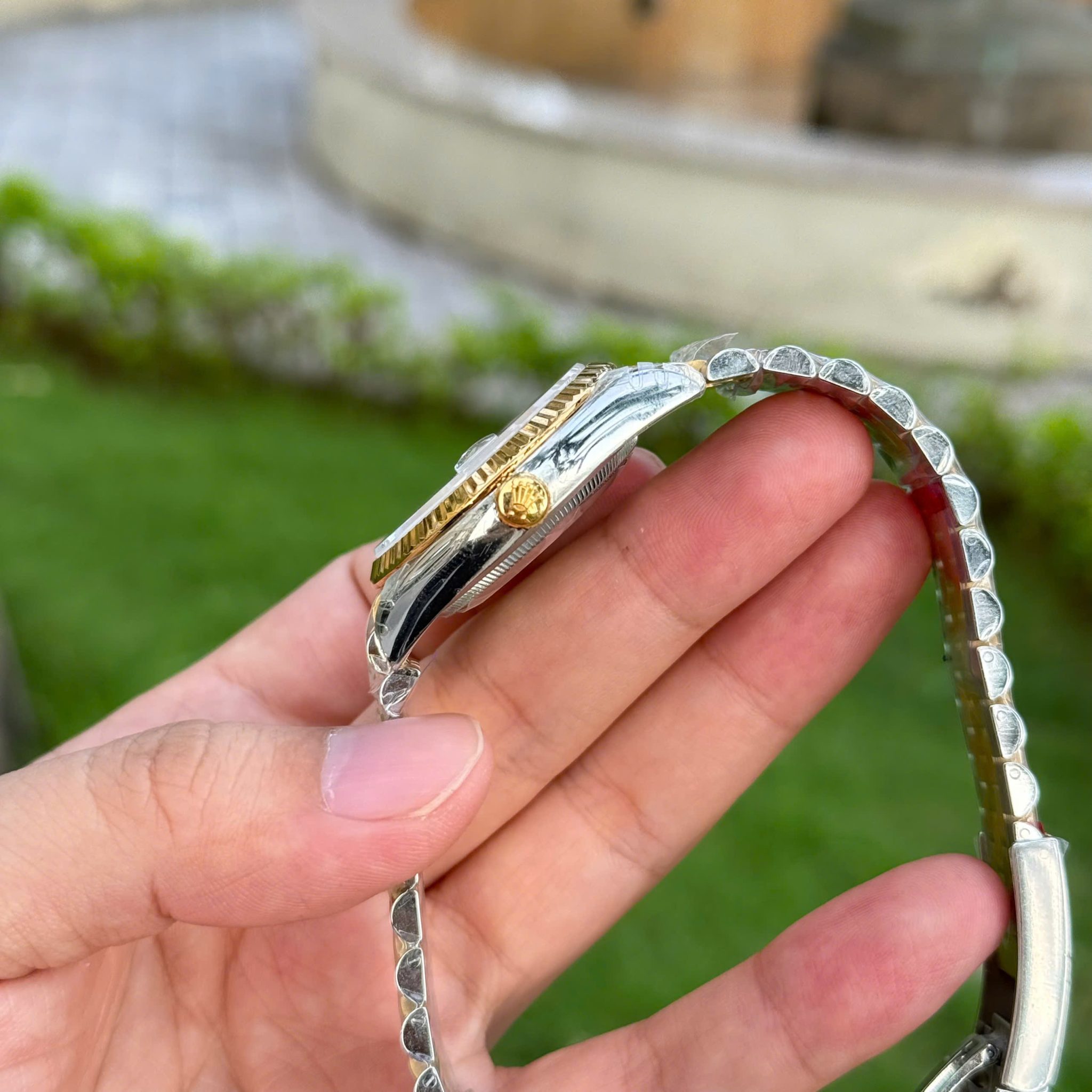 Rolex Datejust 126233 Steel & Yellow Gold Custom Natural MOP Dial Moissanite Markers Jubilee Bracelet Super Clone VSF 36mm - Image 8