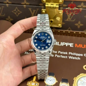 Đồng Hồ Rolex Datejust 126234 Mặt Số Nếp Gấp Xanh Dương Cọc Số Đính Đá Replica 1:1 Cao Nhất 36mm