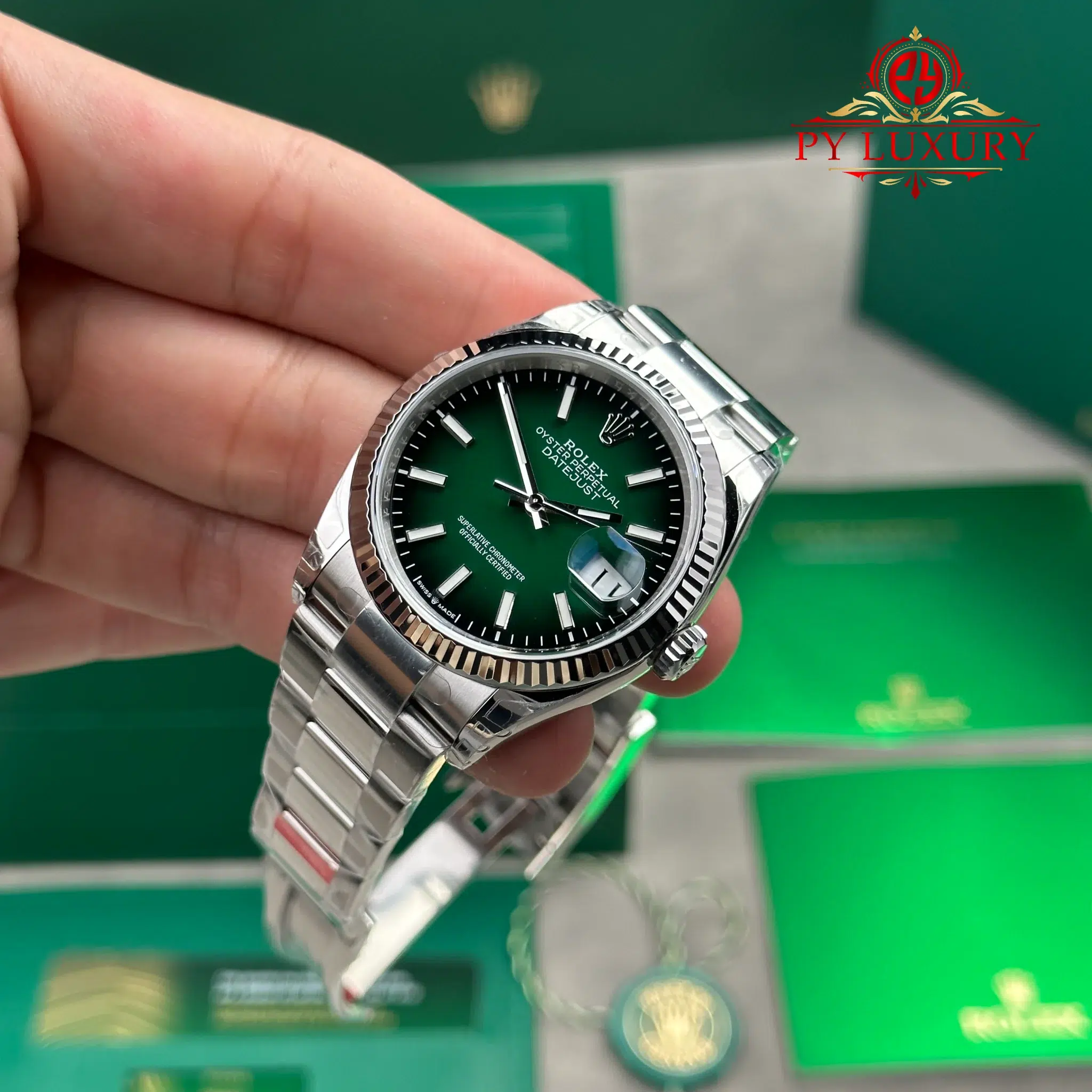 Rolex Datejust 126234 Green Ombré Dial Fluted Bezel Oyster Bracelet Super Clone VSF 36mm - Image 3