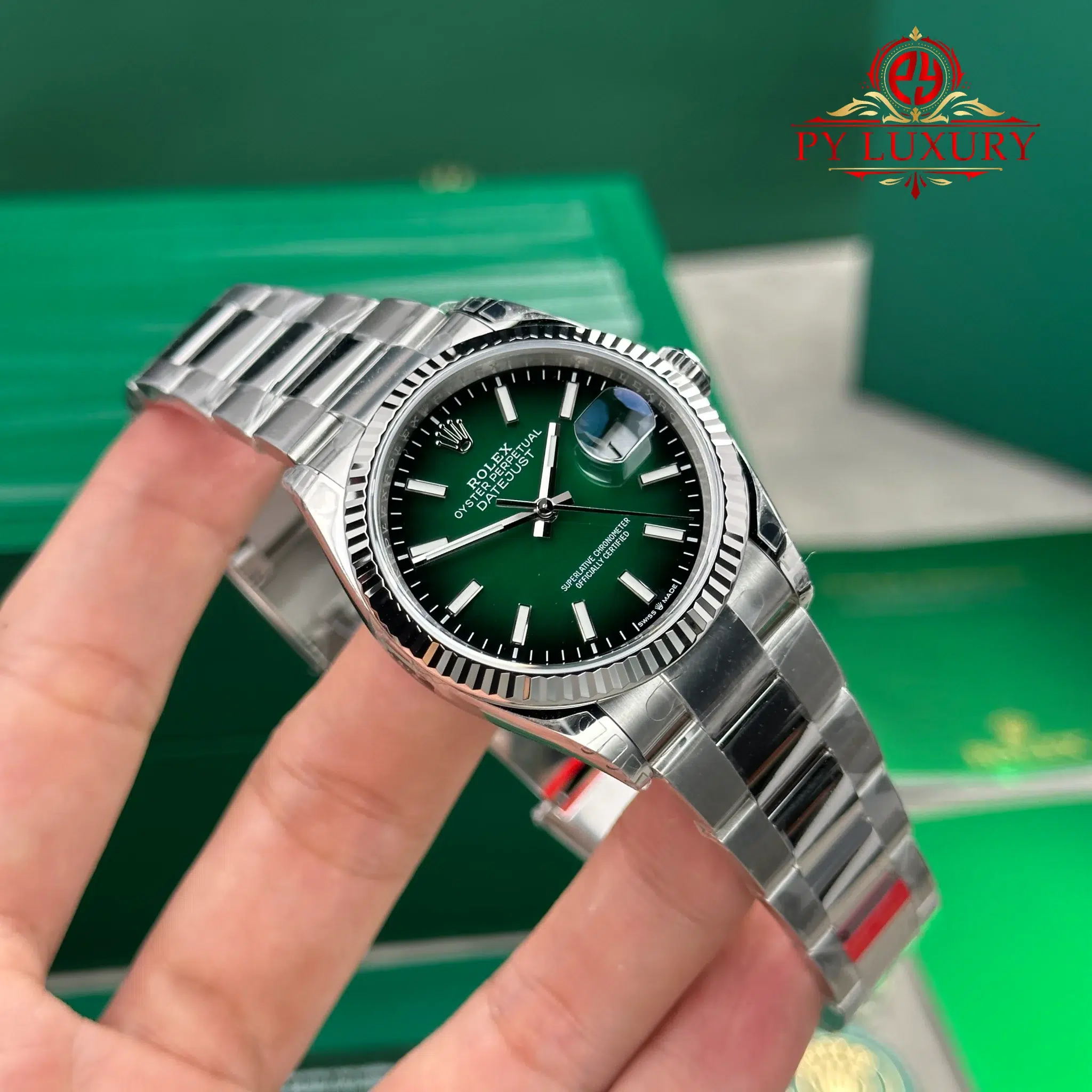 Rolex Datejust 126234 Green Ombré Dial Fluted Bezel Oyster Bracelet Super Clone VSF 36mm - Image 4