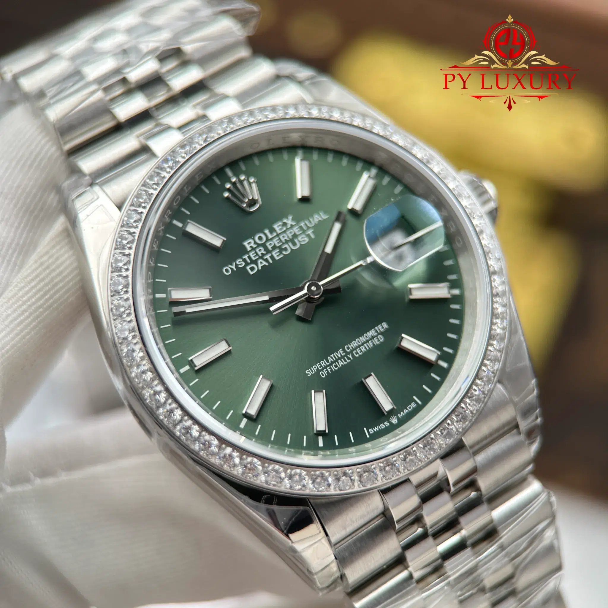 Rolex Datejust 126284RBR-0043 Mint Green Dial Diamond Bezel Jubilee Bracelet 1:1 Best Replica 36mm - Image 4