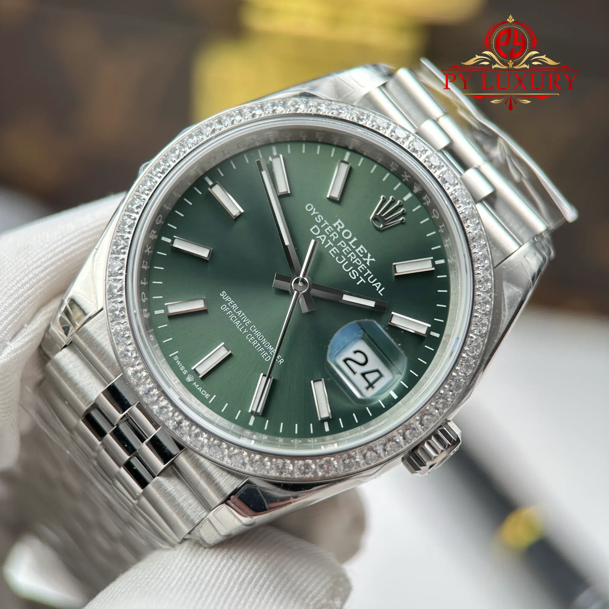 Rolex Datejust 126284RBR-0043 Mint Green Dial Diamond Bezel Jubilee Bracelet 1:1 Best Replica 36mm - Image 5