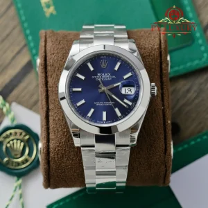 Đồng Hồ Rolex Datejust 126300 Mặt Số Xanh Dương Viền Trơn Dây Oyster Replica 1:1 VSF 41mm