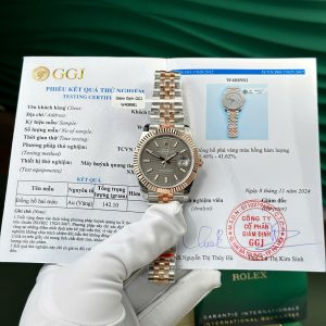 Đồng Hồ Rolex Datejust 126331 Demi Mặt Nếp Gấp Xám Cọc Dạ Quang Bọc Vàng 10K Rep 1:1 V5 GMF 41mm