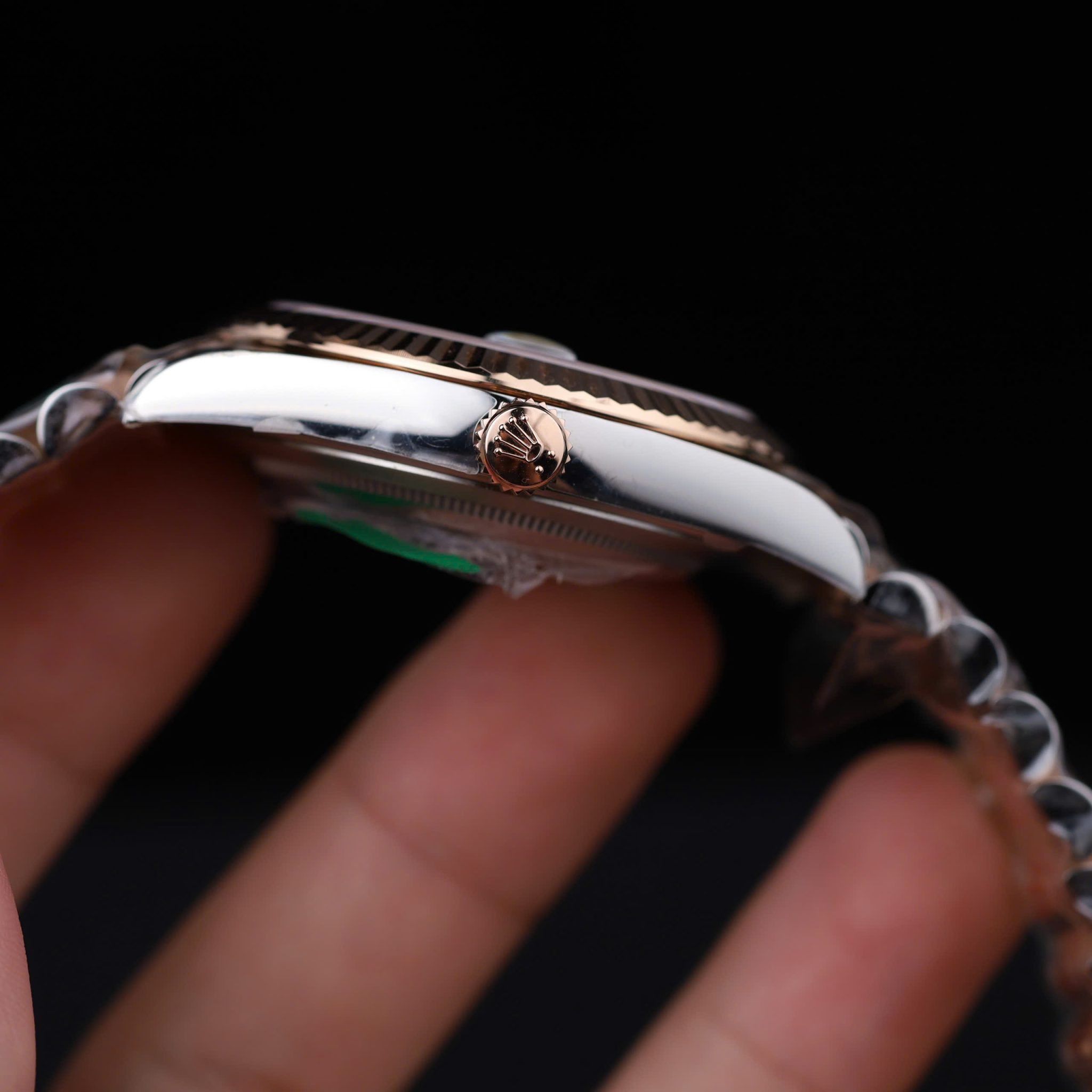 Đồng Hồ Rolex Datejust 126331-0014 Demi Vàng Hồng Độ Mặt Xà Cừ Tự Nhiên Cọc Số Moissanite Dây Jubilee Super Fake 41mm - Image 8