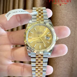 Đồng Hồ Rolex Datejust 126333-010 Demi Mặt Số Vàng Champagne Bọc Vàng 10K Dây Jubilee Rep 1:1 GMF 41mm