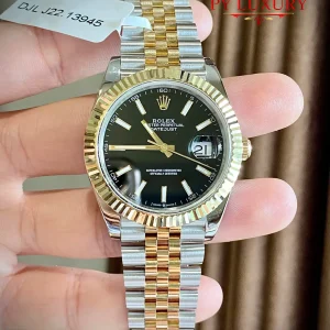 Đồng Hồ Rolex Datejust 126333 Demi Mặt Số Đen Bọc Vàng 10K Dây Jubilee Rep 1:1 GMF 41mm