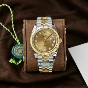 Đồng Hồ Rolex Datejust 126333 Demi Vàng Mặt Số Champagne Cọc Số Đính Đá Dây Jubilee Rep 1:1 Clean Factory 41mm