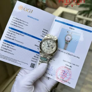 Đồng Hồ Rolex Datejust 126334 Độ Mặt Xà Cừ Tự Nhiên Cọc Số Moissanite Dây Jubilee Replica 1:1 VSF 41mm