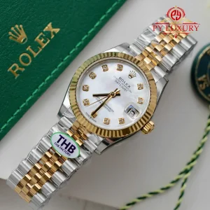 Đồng Hồ Nữ Rolex Datejust 278273 Demi Vàng Mặt Số Khảm Trai Replica 1:1 THB 31mm