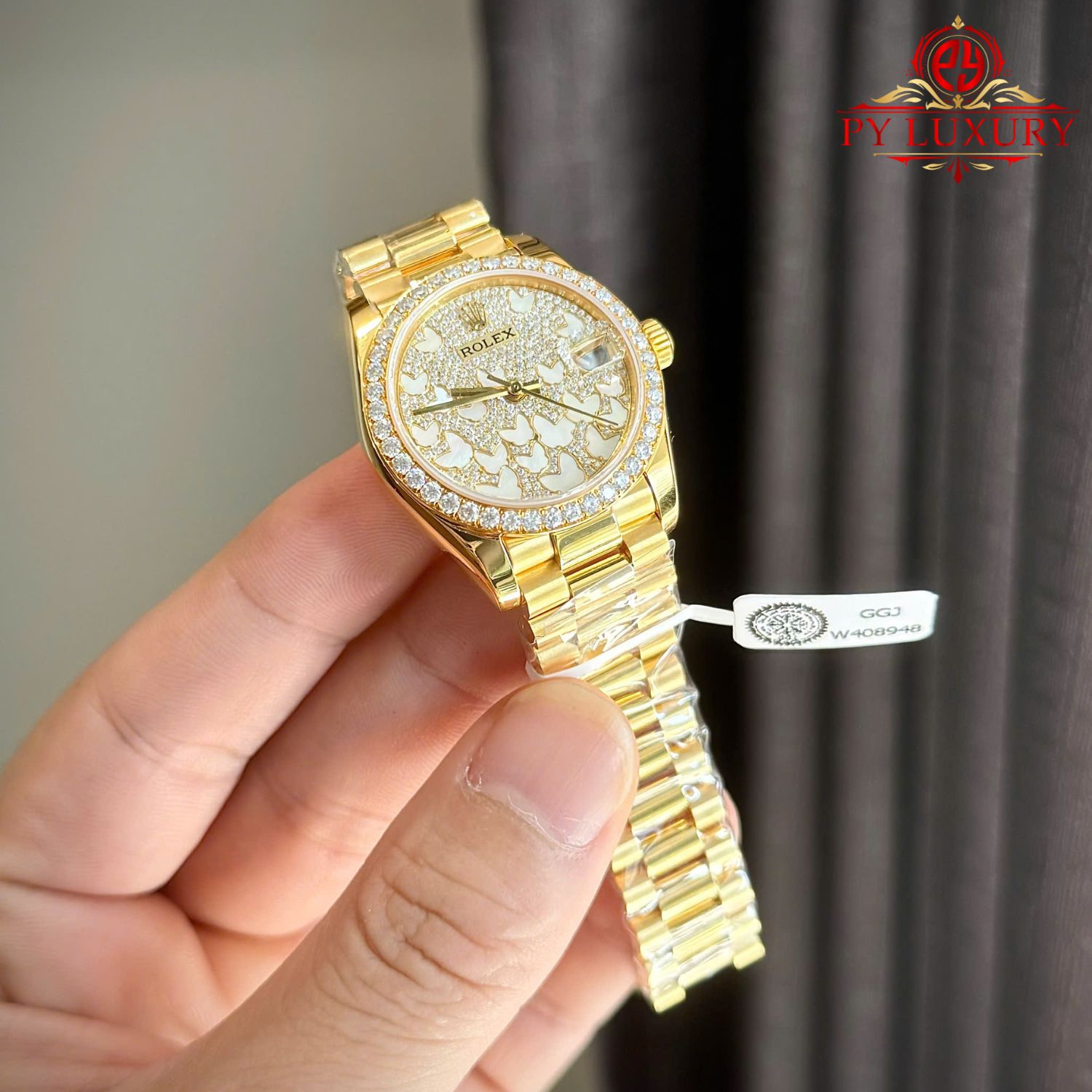 Đồng Hồ Nữ Rolex Datejust 278288PAVEO Butterfly Bọc Vàng 18K Chế Tác Viền & Mặt Số Moissanite 31mm - Image 5