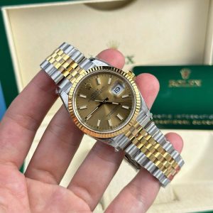 Đồng Hồ Rolex Datejust 126233 Demi Vàng Mặt Số Vàng Champagne Dây Jubilee Rep 1:1 VSF 36mm