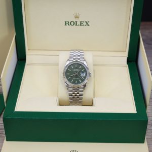 Đồng Hồ Rolex Datejust 126234-0047 Mặt Lá Cọ Cọc Số Dạ Quang Dây Jubilee Replica Nhà Máy VS 36mm