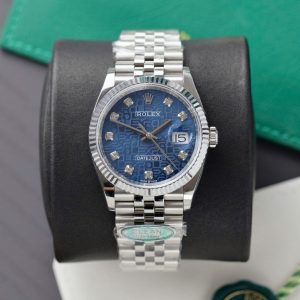 Đồng Hồ Rolex Datejust 116234-0123 Mặt Vi Tính Xanh Cọc Số Đính Đá Replica Nhà Máy Clean 36mm