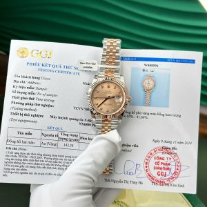 Đồng Hồ Rolex Datejust 126331 Demi Mặt Cá Hồi Cọc Số Đính Đá Bọc Vàng 10K Rep 1:1 Tốt Nhất V5 GMF 41mm