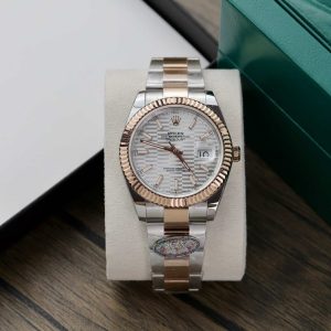 Rolex Datejust 41 Two Tone Rose Gold Silver Motif Dial Oyster Bracelet Best Replica Clean Factory 41mm