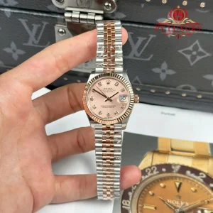 Đồng Hồ Nữ Rolex Datejust 278271 Demi Vàng Hồng Mặt Số Hoa Hồng Cọc Số Đá Dây Jubilee Replica 1:1 THB 31mm