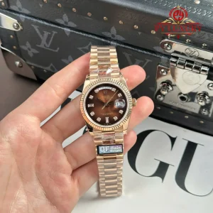 Đồng Hồ Rolex Day-Date 128235-0037 Mặt Nâu Ombré Cọc Số Đá 158g Rep 1:1 Cao Nhất QF 36mm