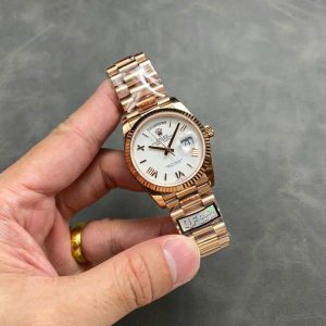 Đồng Hồ Rolex Day-Date 128235-0070 Vàng Hồng Mặt Trắng Cọc Số La Mã 158g Rep 1:1 Cao Nhất QF 36mm