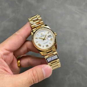 Đồng Hồ Rolex Day-Date 128238-0113 Vàng Vàng Mặt Trắng 158g Replica 1:1 QF 36mm