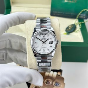 Đồng Hồ Rolex Day-Date 128239-0065 Mặt Xà Cừ Trắng Tinh Chỉnh Cân Nặng Rep 1:1 36mm