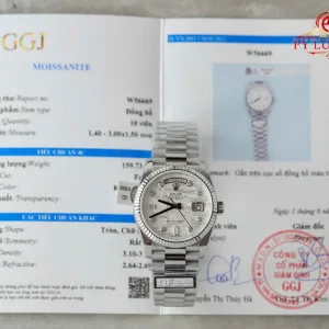 Đồng Hồ Rolex Day-Date 128239 Độ Mặt Thiên Thạch Tự Nhiên Cọc Số Moissanite Tinh Chỉnh Cân Nặng Replica 1:1 QF 36mm