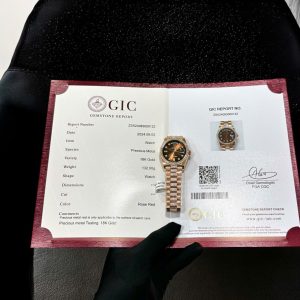 Đồng Hồ Rolex Day-Date 128345RBR Mặt Nâu Ombré Bọc Vàng 18K Chế Tác Đá Moissanite 36mm
