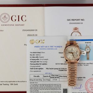 Đồng Hồ Rolex Day-Date 228235 Mặt Sundust Cọc Số Baguette Bọc Vàng 18K V3 176g GM Factory 40mm