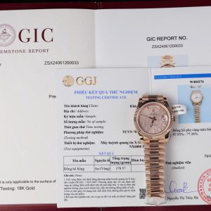 Đồng Hồ Rolex Day-Date 228235 Bọc Vàng 18K Mặt Số Sundust Họa Tiết Sọc Dọc 1:1 Replica V3 GMF 40mm