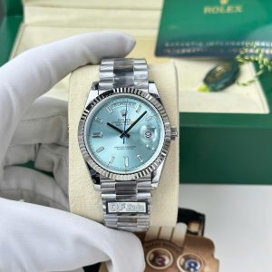Đồng Hồ Rolex Day-Date 228236-0006 Q Factory Mặt Số Xanh Băng Cọc Số Baguette 188g Replica Cao Nhất 40mm