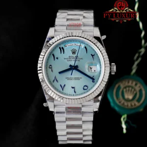 Đồng Hồ Rolex Day-Date 228236 Mặt Số Xanh Băng Cọc Số Arabic Replica 1:1 184g 40mm